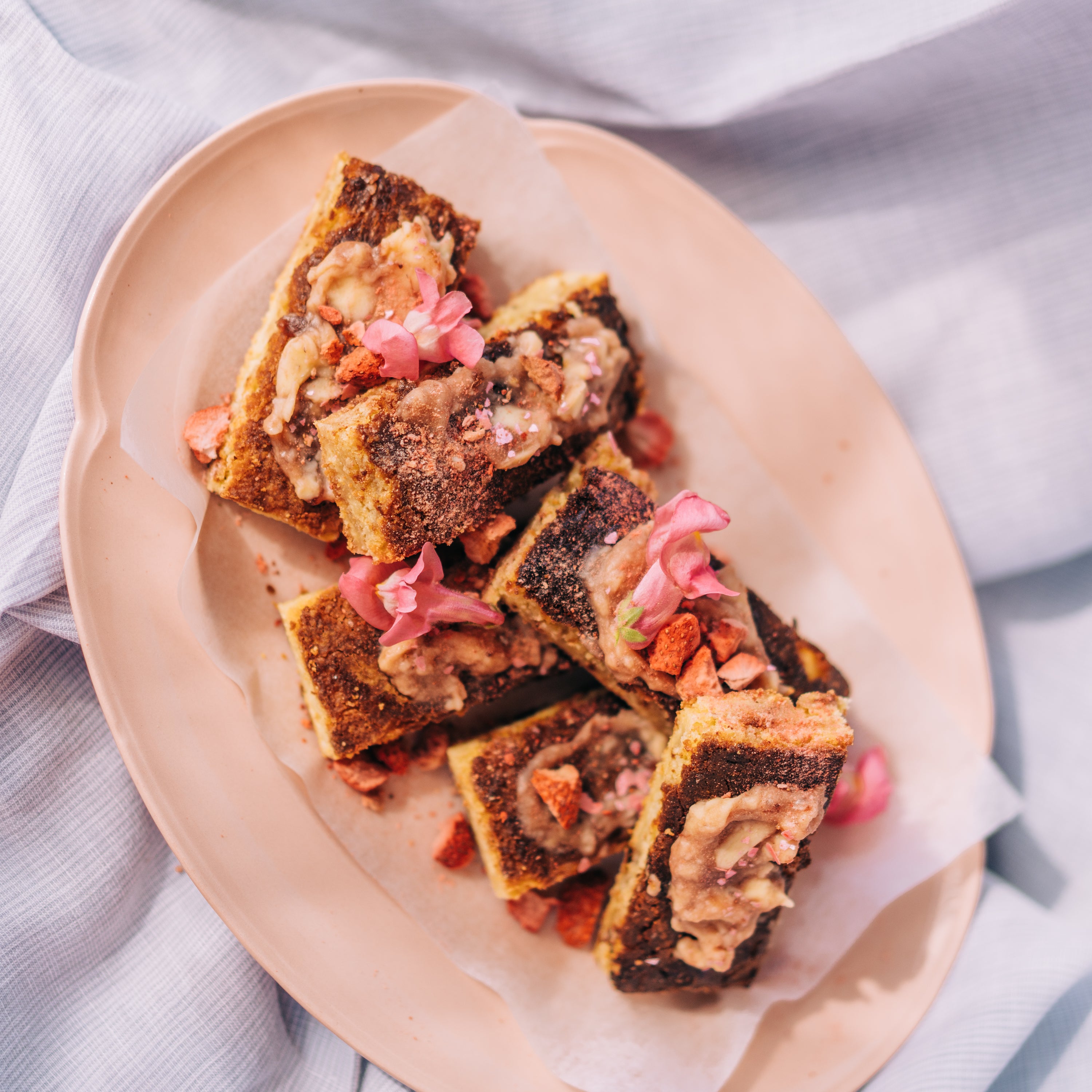 White chocolate and strawberry blondies