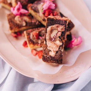 White chocolate and strawberry blondies